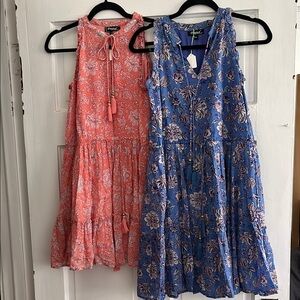 Gypsy-style Floral Tiered Dress in Coral or Blue